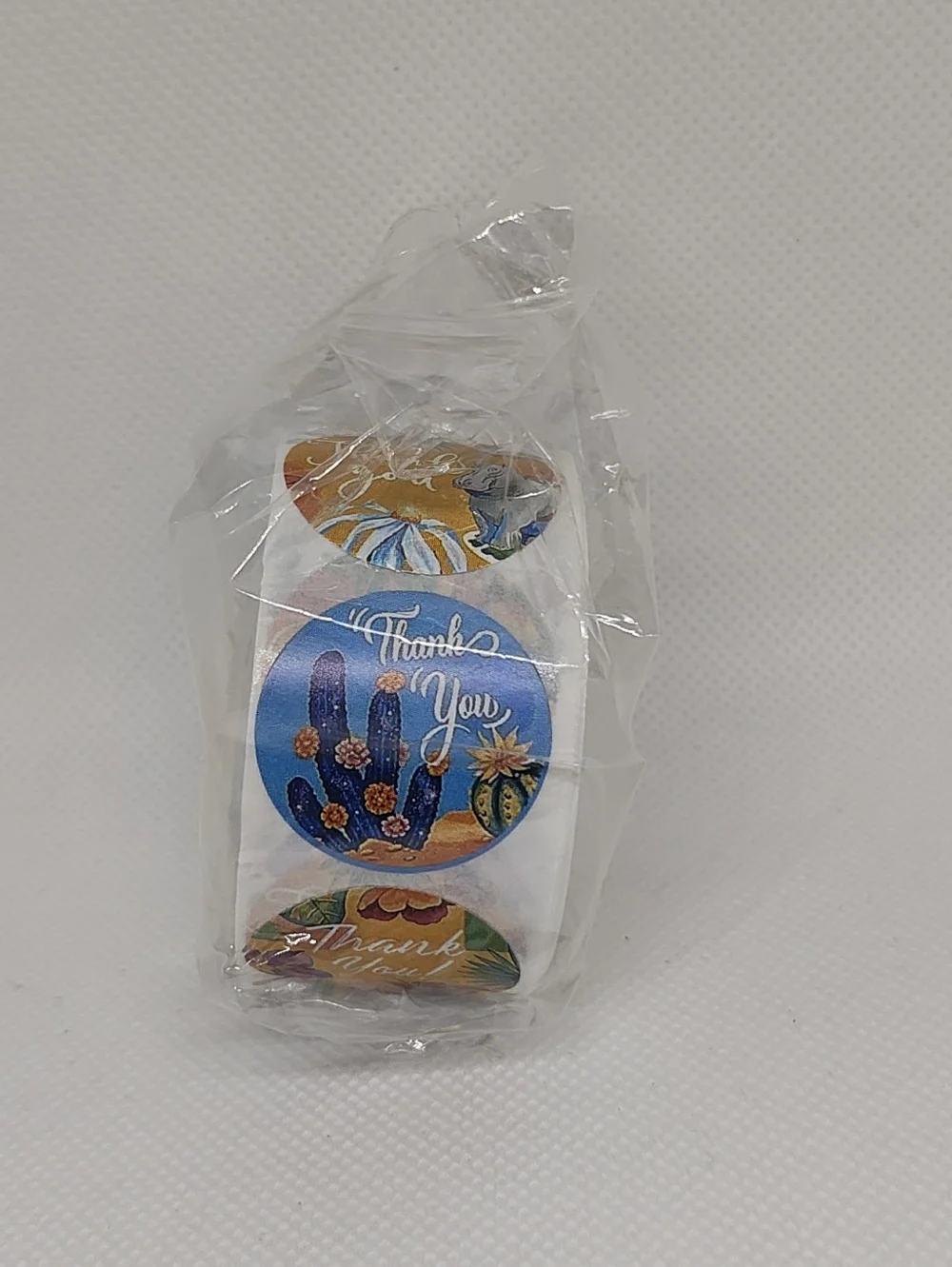 Blue Cactus Thank You Sticker Roll